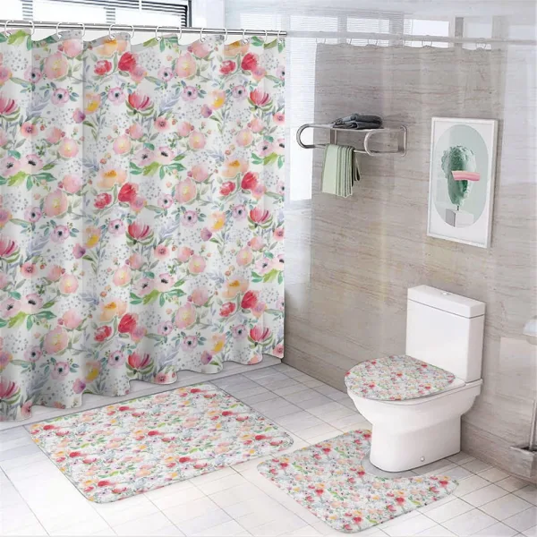 Colored Spring Flowers on a shower curtain