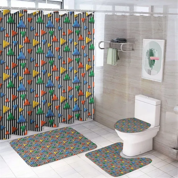 Colorful 3D Pyramid on a shower curtain