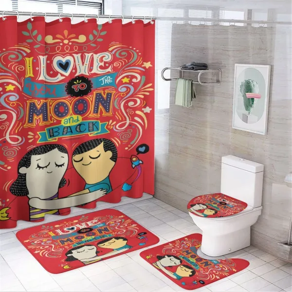 Couple Hug Oriental on a shower curtain