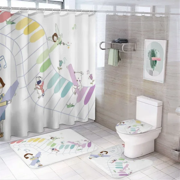 Crayons Painting Piano Keys on a shower curtain