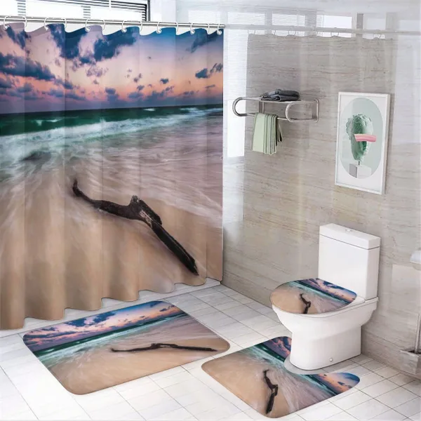 Driftwood on Beach on a shower curtain