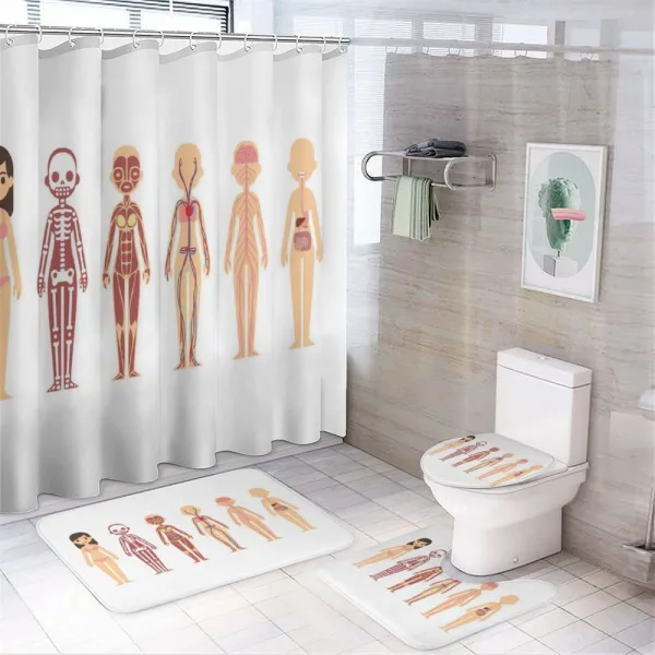 Female Body Anatomy Chart on a shower curtain