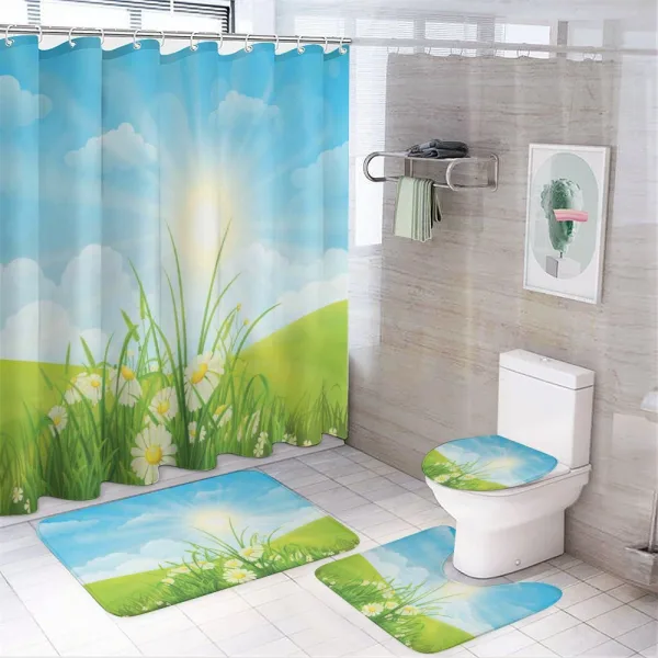 Floral Meadow Illustration on a shower curtain