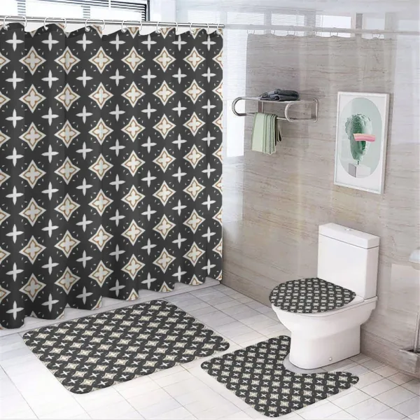 Geometric Oval Pattern on a shower curtain