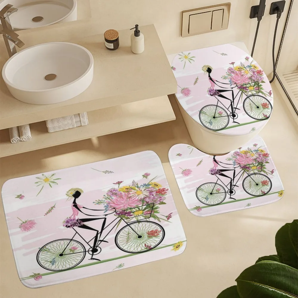 Girl Riding Bike Flowers — Detail 5