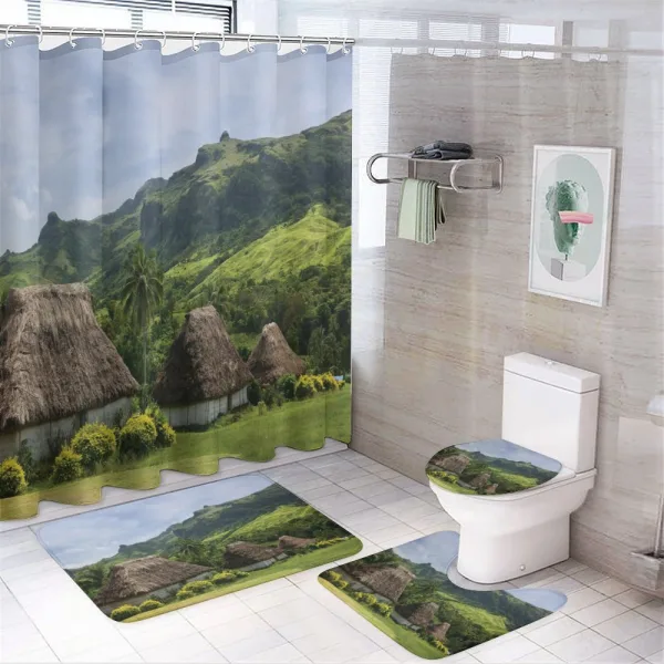 Greenland Scene Navala Village on a shower curtain