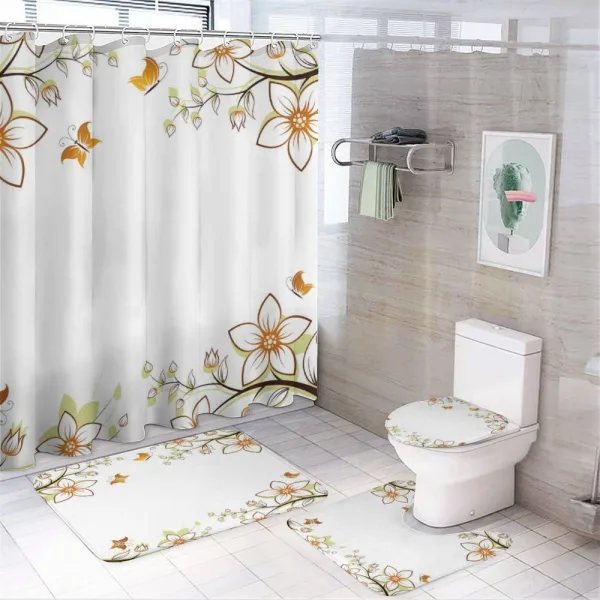 Leaves Branches Buds on a shower curtain