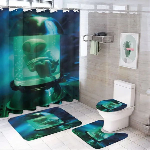 Martian UFO Alien on a shower curtain