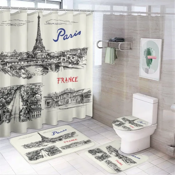 Paris Sketch Art on a shower curtain