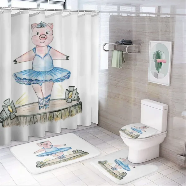 Pig with Outfit on Stage on a shower curtain