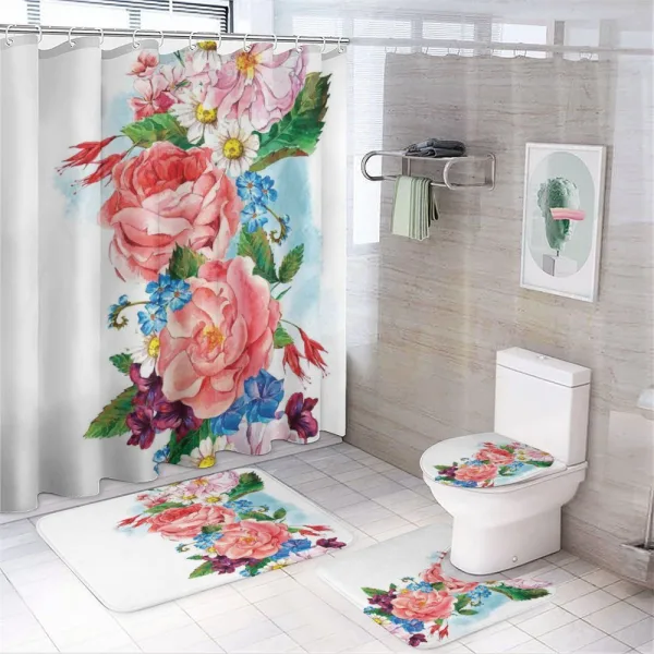 Roses Daisies Garden on a shower curtain