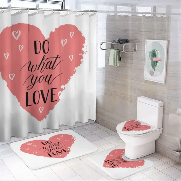 Simple Heart Shapes Love on a shower curtain