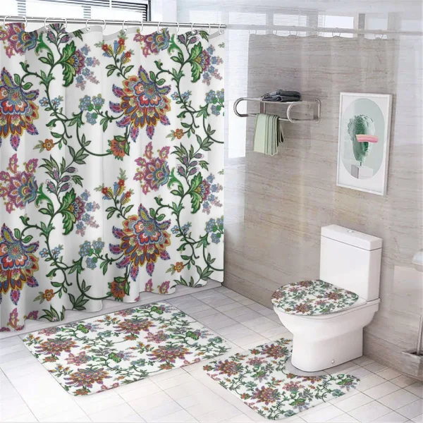 Vintage Floral Ornaments on a shower curtain