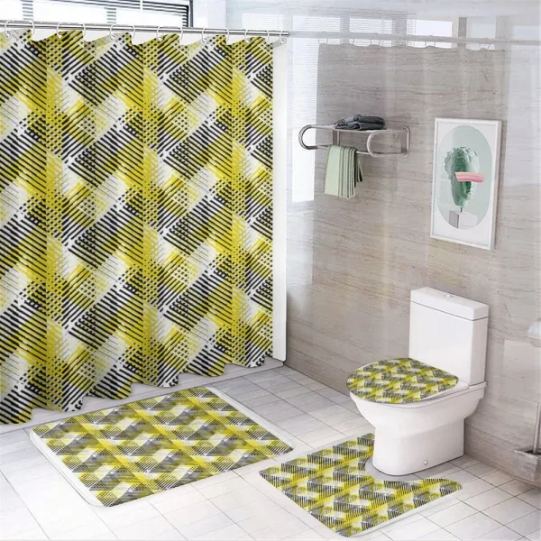 80's Geometric on a shower curtain