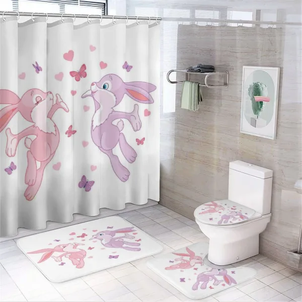 Bunnies Kissing in Air on a shower curtain