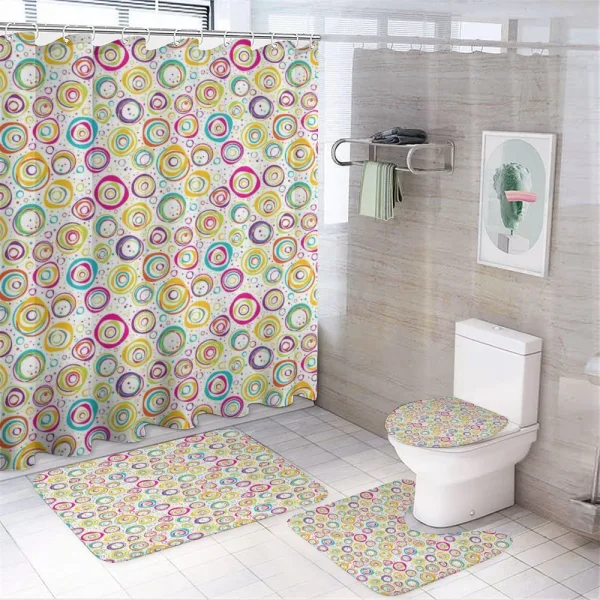 Circle and Dots Spring on a shower curtain