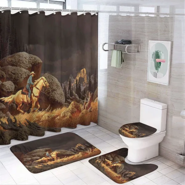 Cowboy Riding Horse on a shower curtain