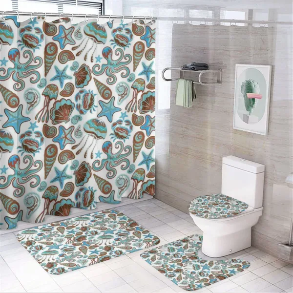Crabs Octopus Shells Sea on a shower curtain