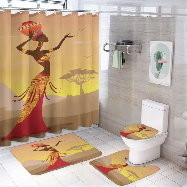Desert Gulls Folkloric on a shower curtain