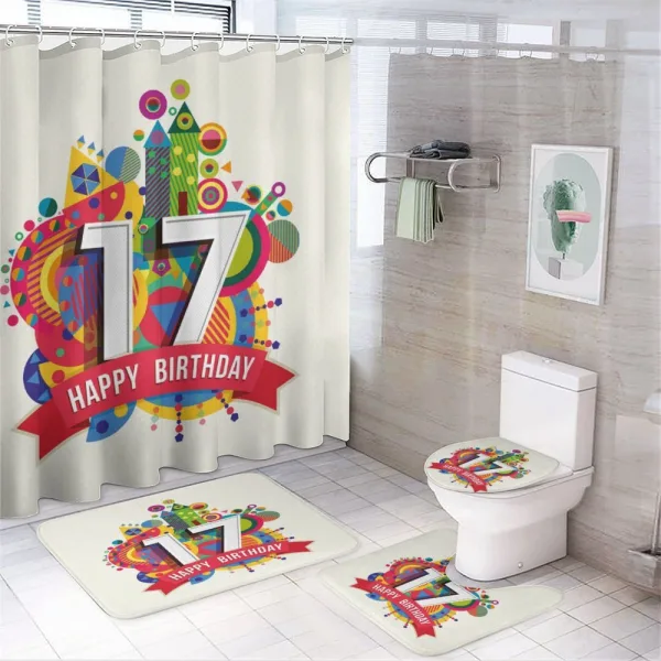 Geometric 17 on a shower curtain