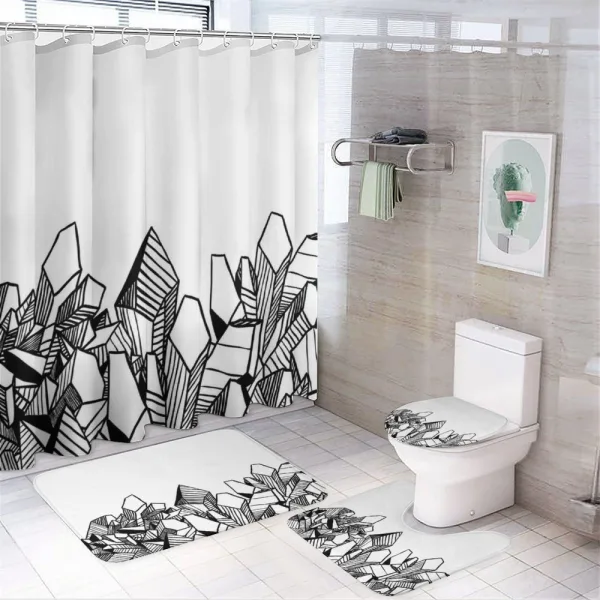 Hatched Crystals Drawing on a shower curtain