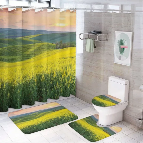 Hills Valley Sunrise on a shower curtain