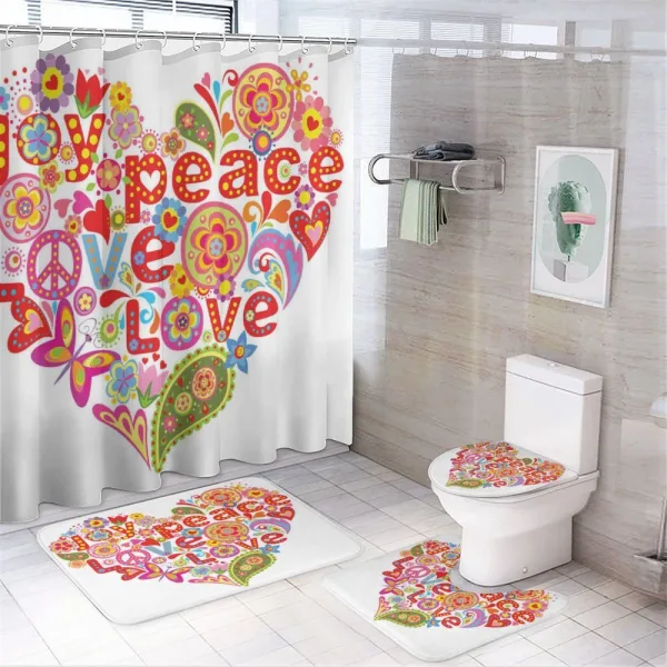 Hippie Floral Heart Sign on a shower curtain
