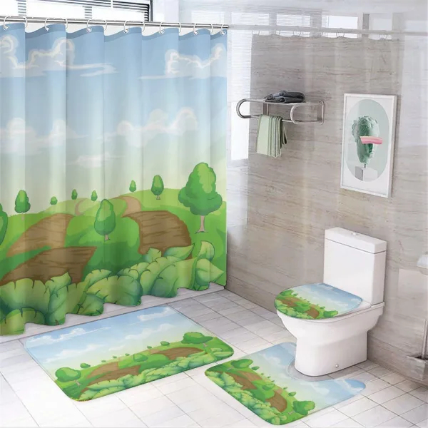 Idyllic Farm Fields on a shower curtain