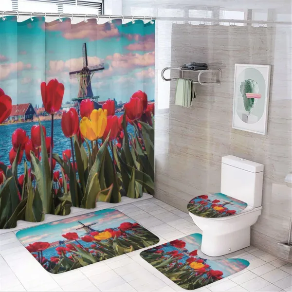Idyllic Spring Tulips on a shower curtain