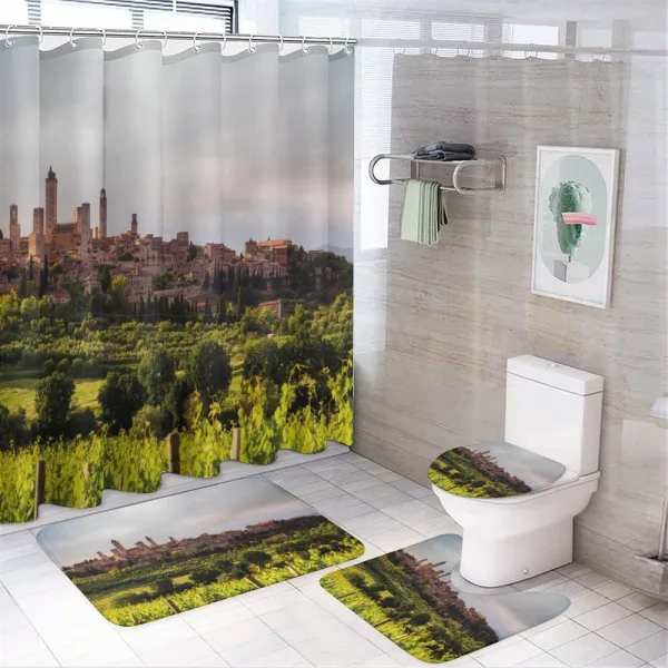 Medieval City in Italy on a shower curtain