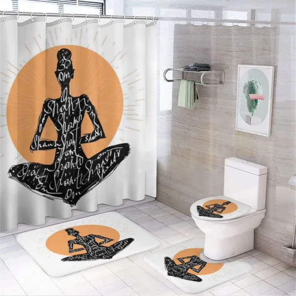 Meditating Lady Lotus on a shower curtain