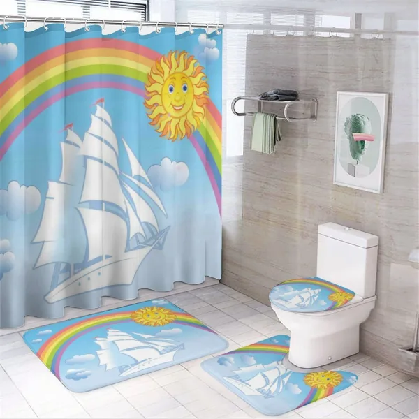 Motivational Ship Rainbow on a shower curtain