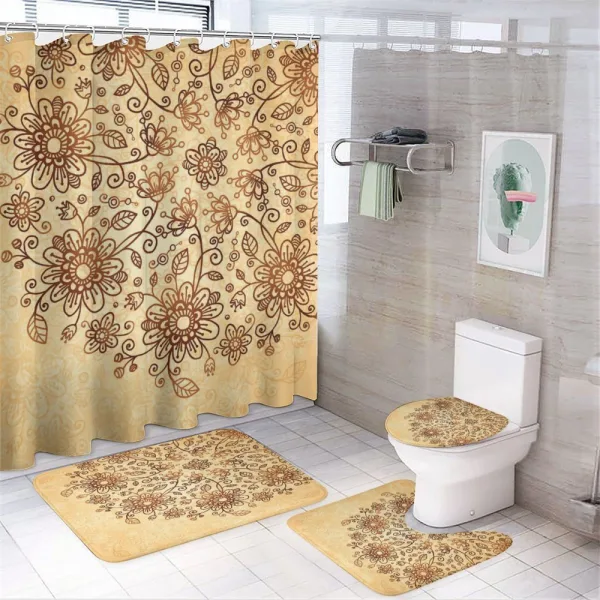 Nature Themed Doodle Flora on a shower curtain
