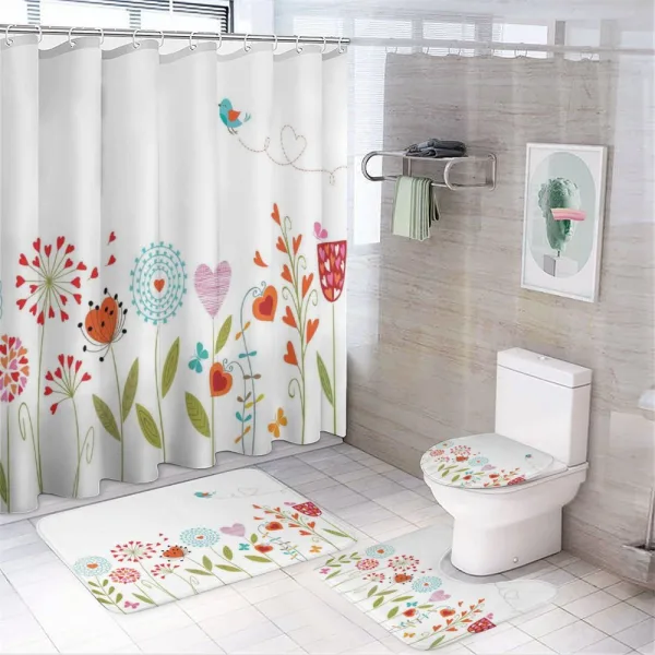 Romantic Hearts Design on a shower curtain