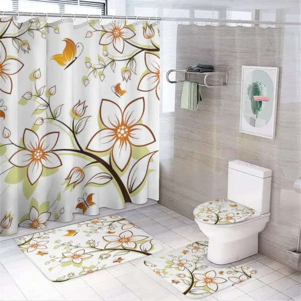 Seasonal Flora Fauna on a shower curtain