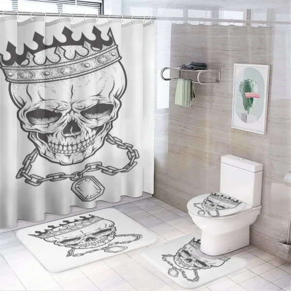 Skull Hip Hop Style Sketch on a shower curtain