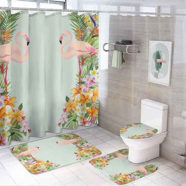 Tropic Flowers Animals on a shower curtain