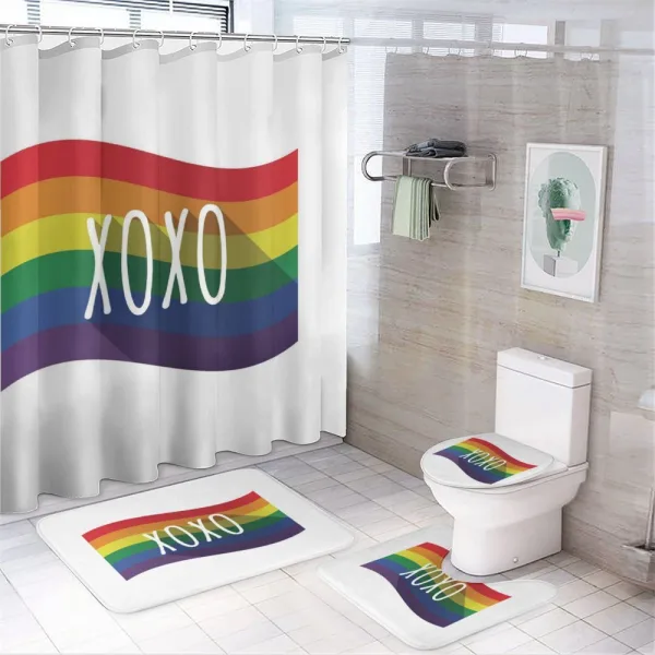 Waving Rainbow Flag Acronym on a shower curtain