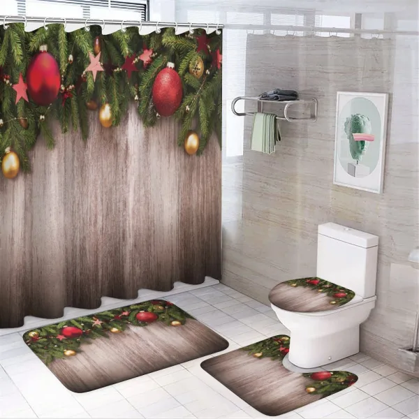 Wooden Rustic Xmas on a shower curtain