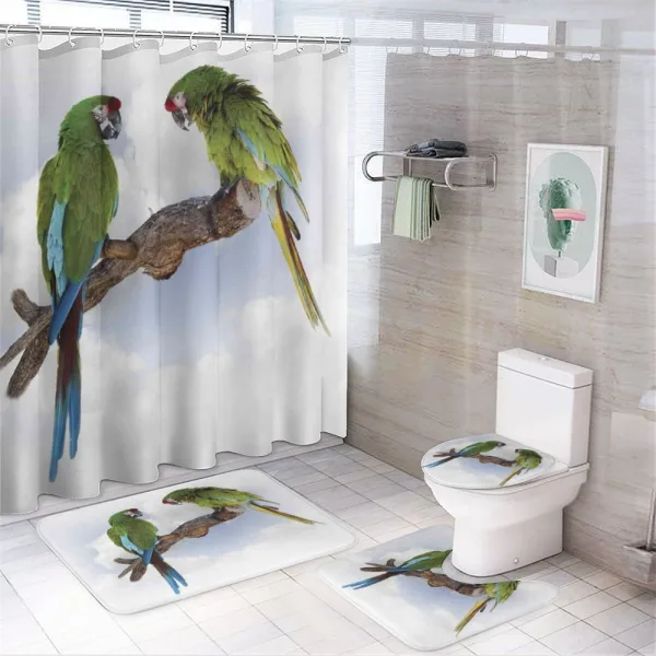 2 Parrot Macaw Bird on a shower curtain