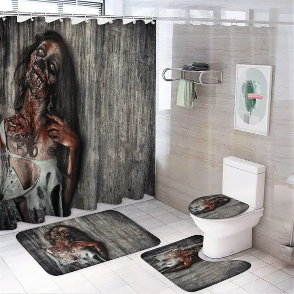 Angry Dead Woman on a shower curtain