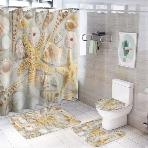 Assorted Seashells Sand Beach on a shower curtain