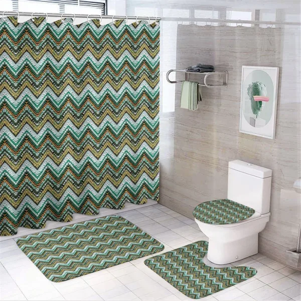 Boho Zigzag Lines on a shower curtain
