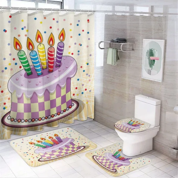 Cake Candles Dots Stars on a shower curtain