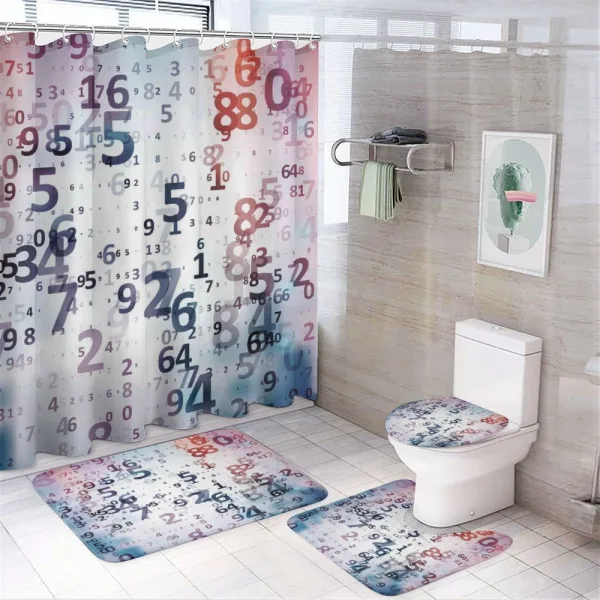 Digital Code Numbers on a shower curtain