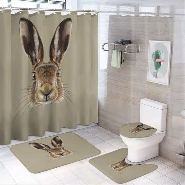 Face of a Wild Hare Realistic on a shower curtain