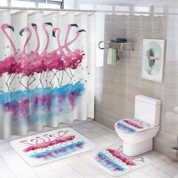 Flamingo and Bird on a shower curtain
