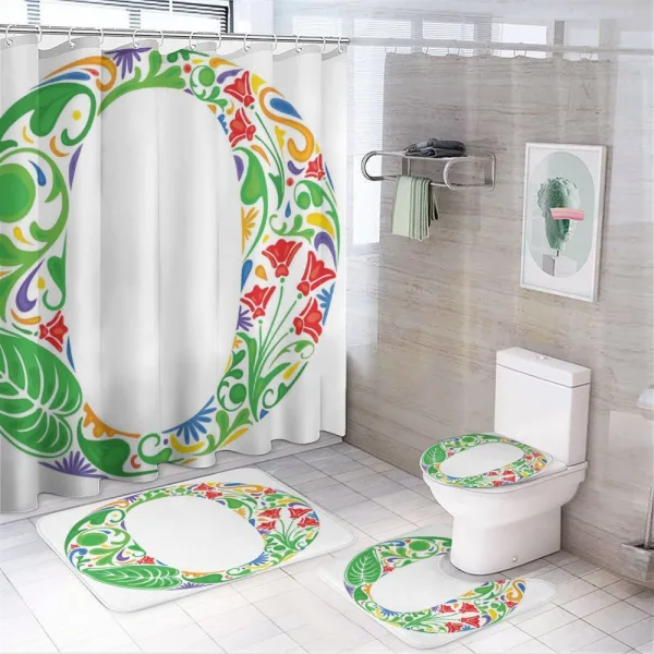 Floral Font Colorful O on a shower curtain