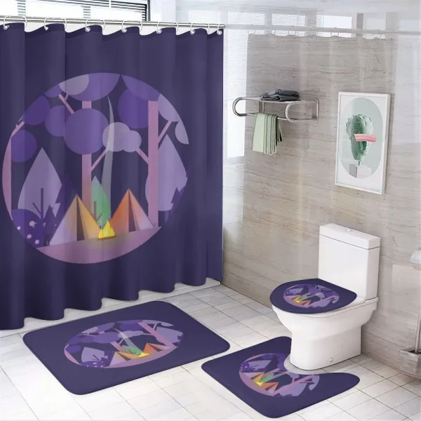 Forest Scenery with Tents on a shower curtain