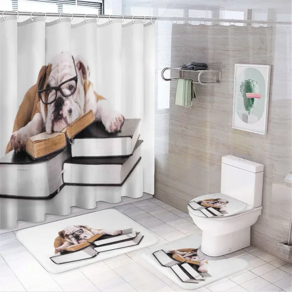 Glasses Dog on a shower curtain